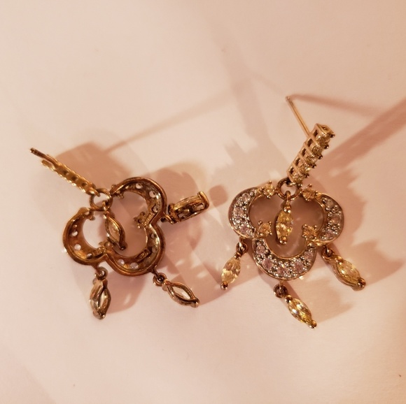 Vintage 1990s Crystal Sterling Silver Earrings - Picture 2 of 2